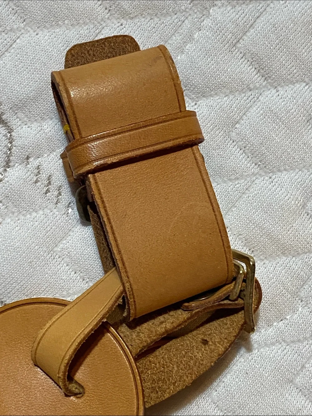 Louis Vuitton Tan Leather Luggage Tag with Strap